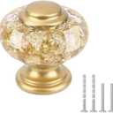 9 x 12 Pack Gold Dresser Knobs, 1-3/8 Inch(36mm) Decorative Crystal Cabinet Drawer Knobs, Vintage Round Gold Knobs and Pulls with Two Different Sizes Screws for Easy Installation