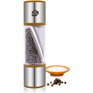 LHS 2 in 1 Salt and Pepper Grinder, Clear Acrylic Salt Grinders and Pepper Mill with Adjustable Coarseness Ceramic Rotor, Brown