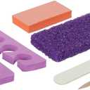 ForPro 5-Piece Pedi Kit, 100-Count, Individually-Packed Pedicure Set, Purple Pumice Pad, Wood Nail File 80/100 Grit, Mini Buffer 80/100 Grit, Wood Stick, Toe Separators