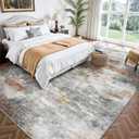 8x10 Area Rugs, Abstract Morden Soft Washable Rug, Non-Slip Low Pile Rugs for Living Room, Bedroom, Dining Room, Home, Office(Grey & Brown)