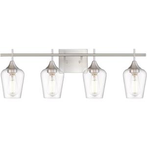 4-Light Bathroom Lighting Fixtures Over Mirror, 24 Inch Brushed Nickel Vanity Lights with Clear Glass, Modern Bath Wall Sconce Lighting for Bathroom, WL9167-4C