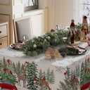 XCHI Winter Pine Trees Car Deer Christmas Tablecloth Rectangle Winter Table Cloth Washable Table Covers for Indoor Dining Home Party Xmas Decorations 60x84 Inch