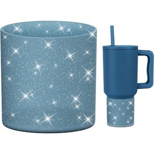 Silicone Boot Compatible with Sinple Midern 24/30/40 oz Tumbler with Handle/Trek Pivot, Protective Anti-Scratch Bottle Bottom Sleeve Cover Compatible with Sinple Midern Tumbler (Bling Slumberland)