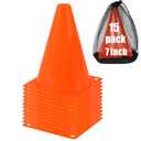 7 Inch Soccer Cones with Carry Bag,13 Pcs Sports Training Cones, Basketball Football Skating Drills Cones, Small Plastic Agility Marker Cone For Indoor and Outdoor Games,Orange Mini Traffic Cones