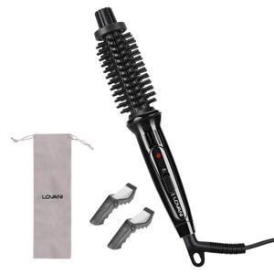 LOVANI Mini Travel Curling Iron Brush 3/4 Inch, Small Curling Brush for Short Hair, Bangs & Fine Hair, Portable Anti-Scald Hot Curler, Dual Voltage with Travel Bag
