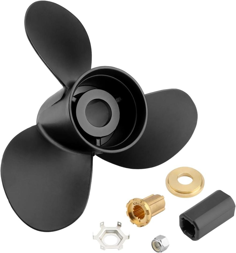13 1/4 x17 Pitch Propeller - 48-77344A45 Aluminum Outboard Boat Propeller - Compatible with Mercury & Mercruiser Engines 60-125HP, 15 Spline Tooth, RH, 3-Blade - Flo-Torq II Hub Kit Included