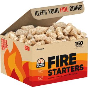 Moscow-Mix Fire Starter (150 PCS) Bulk Natural Fire Starters for Campfires, Fireplace, Charcoal Starter for Grill, BBQ, Wood Stove, Fire Pits - Odorless, Non-Toxic, Waterproof Natural Wood Starters