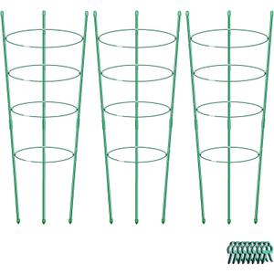 Plant Support Cages for Climbing Plant Upgrade Flower Tomato cage with Stand Stakes and Stable Support Rings, 3 Pack with 12 Clips (36")