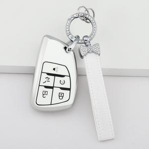 1797 White Key Fob Cover fit for Buick Envision fits for Chevy Chevrolet Silverado Sierra 1500 Accessories Bling Car Keychain Case Shell 5 Button TPU