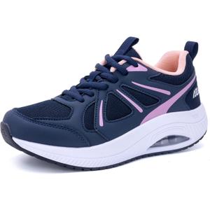 Womens Walking Shoes Arch Support Plantar Fasciitis Shoes Orthotic Tennis Sneakers for Pain Relief (8 Wide, Darkbluepink)