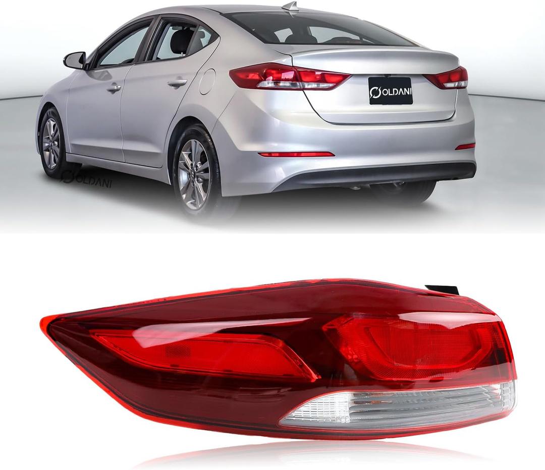 Outer Tail Light for 2017-2018 Hyundai Elantra, Tail Light Assembly Left Driver Side Taillight, Rear Brake Lamp with Side Marker Lamp, OEM# 92401-F3000, 1 PC