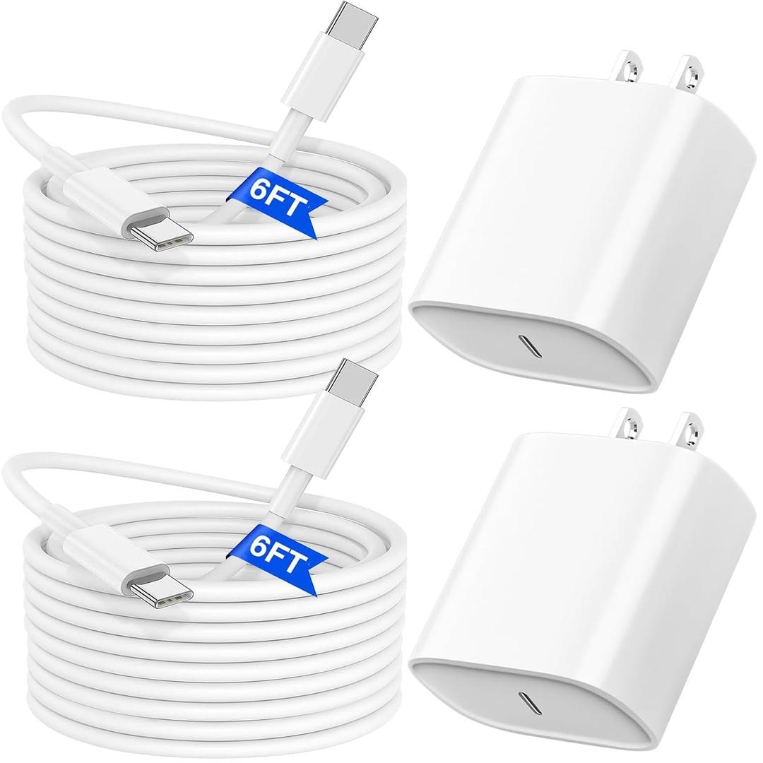 3 x iPhone 17 16 15 Charger Fast Charging 6FT - 25W USB C Charger Block with Type C Cable Compatible with iPhone 17e/17/17 Pro/17 Pro Max/Air/16/16e/15, iPad Pro, Air, Mini [2 Pack]