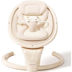 Baby Swings for Infants, Electric Infant Swing with Remote Control, Portable Baby Swing with 5-Point Harness, 5 Speeds, and 10 Preset Lullabies (Adapter Included)