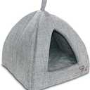 Pet Tent - Soft Bed for Dog and Cat by Best Pet Supplies - Gray Linen, 19" x 19" x H:19" (Pack Of 2)