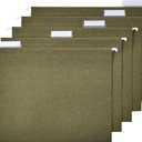 Amazon Basics Hanging File Folders for Documents, Letter Size, 1/5-Cut Adjustable Tabs, Standard Green, 75 Count per Box