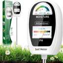 Soil Test Kit, 2-in-1 Soil Moisture Meter, Soil pH Meter -Dual Dial-Simultaneously-Display Results-Soil pH Tester, Moisture Meter for Garden,Lawn,Farm Indoor&Outdoor Plants-PureWhite (Basicwhite)