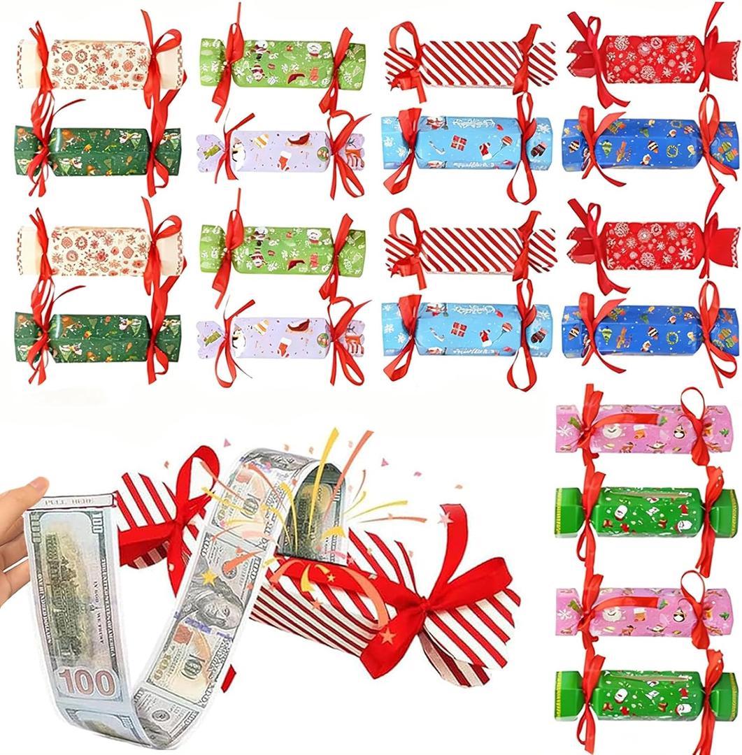 20Pcs Christmas Surprise Money Pull Pouch, Surprise Pull Out Money Gift Box, DIY Rectangle Christmas Money Pull Pouch Kit for Cash Gift, Fun Ways to Give Cash, Cash Candy Gift Pouch Surprise Box Gift Box