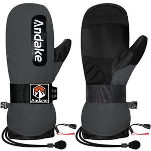 Andake Winter Ski Mittens for Men Women&Teenager,Waterproof & Insulated Snow Gloves, Warm Cold Weather Mittens,Professional Snowboard Mittens for Skiing, Snowboarding,Winter Sports (X-Small, Grey)