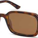SOJOS Trendy Rectangle Polarized Sunglasses Womens Mens, Small Retro Fashion Thin Slim Square Sunnies SJ2610 (Brown Tortoise/Brown)