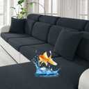 MAXIJIN Waterproof Couch Cushion Covers Stretch Sofa Seat Slipcovers WashableSectional Outdoor Cushion Covers with Elastic Bottom for Dogs Pets Kids (1 Pc Cushion Cover, Dark Gray)