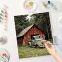 TAOPAOLAB Farmhouse Style Paint by Numbers Kit for Adults - DIY Old Pickup and Red Barn with Wildflowers Painting on Canvas 16x20 Inches, Acrylic Paint Set, Suitable for Beginners, Art for Decoration