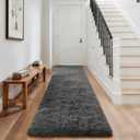 Ophanie Runner Rug for Hallway, 3x8 Washable Non-Slip Fluffy Soft Bedside Rugs, Bedroom Living Room Shaggy Carpet for Kids Girls Boys Dorm Nursery Home Decor Aesthetic, Grey