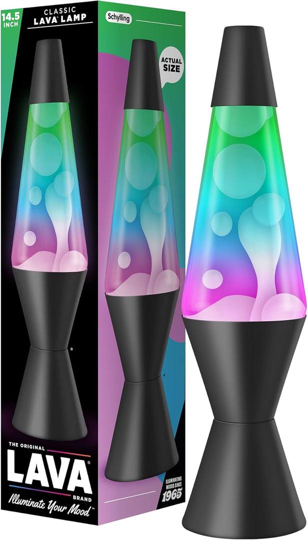 LAVA The Original Lamp - 14.5" Gunmetal Grey - Classic Liquid Motion Lamp - Tri-Colored Green/Blue/Purple 