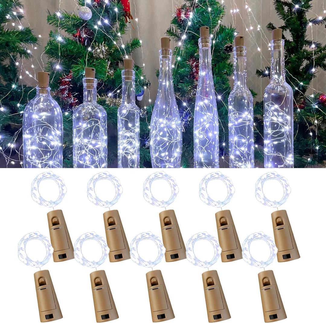 Wine Bottle Lights with Cork, 20 LEDs 6.6 Feet Silver Wire Cork Bottle Lights,Fairy Mini String Lights,for DIY Jar Halloween,Christmas,Party,Decor,Wedding Listing (7 Pack, Cool White)