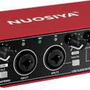 USB Audio Interface for PC Computer Recording Music, Red Guitar Audio Interface for Mac 24Bit/192kHz Podcasting Streaming for Vocalist Producer with 48V Phantom Power