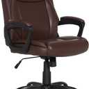 Amazon Basics Classic Puresoft PU Padded Mid-Back Office Chair with Armrest, Height Adjustable, Wheels, 25.75"D x 24.25"W x 42.25"H, Brown