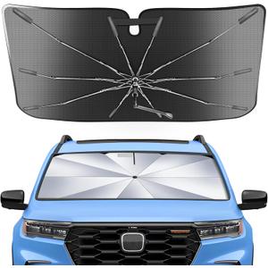 Portable Honda Pilot 2016-2025 2026 Windshield Sunshade Umbrella with Carry Bag, 2 in1 Ice Crystal Durable Compact Shade Umbrella UPF50+ UV Front Window Heat Insulation Protection Outdoor Camping
