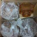 Woho Candlestick Holders Set of 4, Amber Votive Candle Holders for Fall Wedding Table Centerpiece, Ribbed Glass Taper Candle Holders for Dinner Party Halloween Thanksgiving Decor