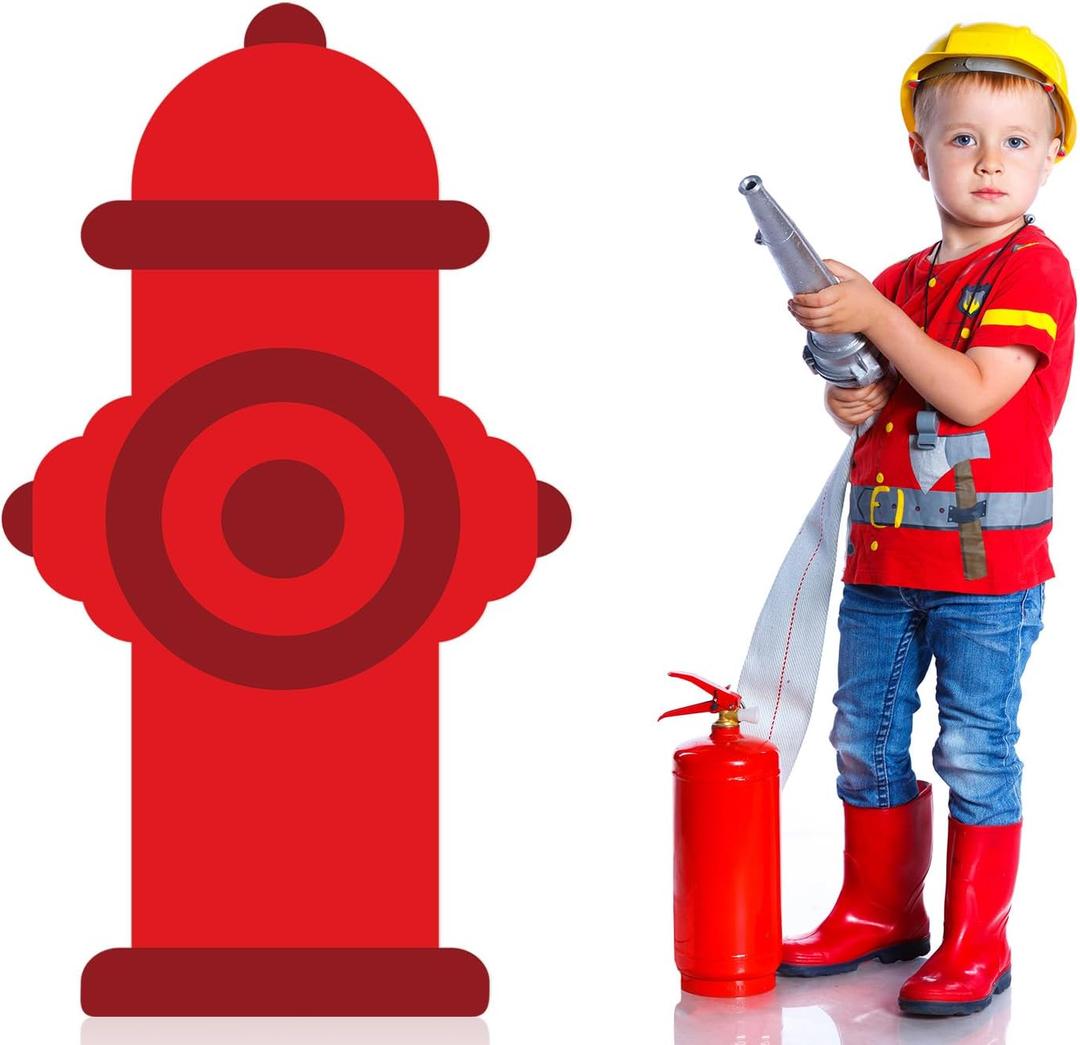 Briwooody 3ft Firetruck Birthday Party Decoration Fire Truck Themed Cardboard Cutout Standup Photo Props Party Back Drops for Birthday Baby Shower Anniversary Supplies (Fire Hydrant)