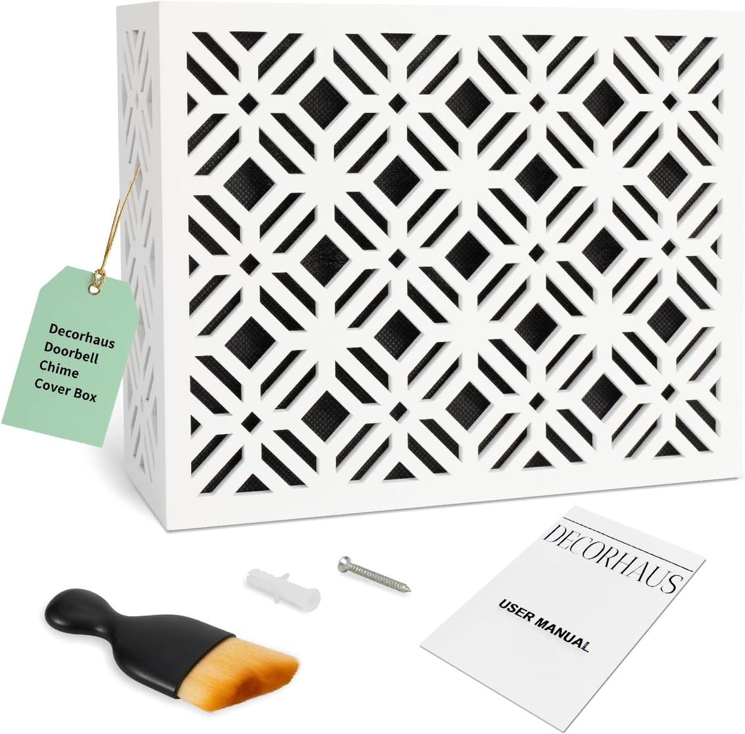Doorbell Chime Cover Box Only, Modern & Decorative Covers for Indoor Chimes, Universal Fit for any Door Bell - White Aesthetic Wooden Design - Easy to Install with included Screws