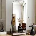56x21 Inch Full Length Mirror - Large Floor Standing & Wall Mountable Full Body Mirror with Sturdy Aluminum Frame, Arched Top Design, Freestanding or Hanging for Bedroom, Living Room, Cloakroom,Black