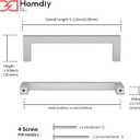 Homdiy 12 Pack 5 Inch Brushed Nickel Drawer Handles Silver Square Bar Pulls Stainless Steel Hardware for Cupboard Door