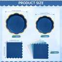 150 Pcs Blue Plates and Napkins Tableware Serves 50, 9 Inch & 7 Inch Gradient Blue Scalloped Edges Paper Plate and Napkins Set for Wedding Baby Shower Bridal Shower Birthday Party