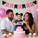 BEISHIDA Pink Cake Topper Pink and Black My 2nd Birthday Cake Decorations 2nd Birthday Party Supplies for Kids Girls