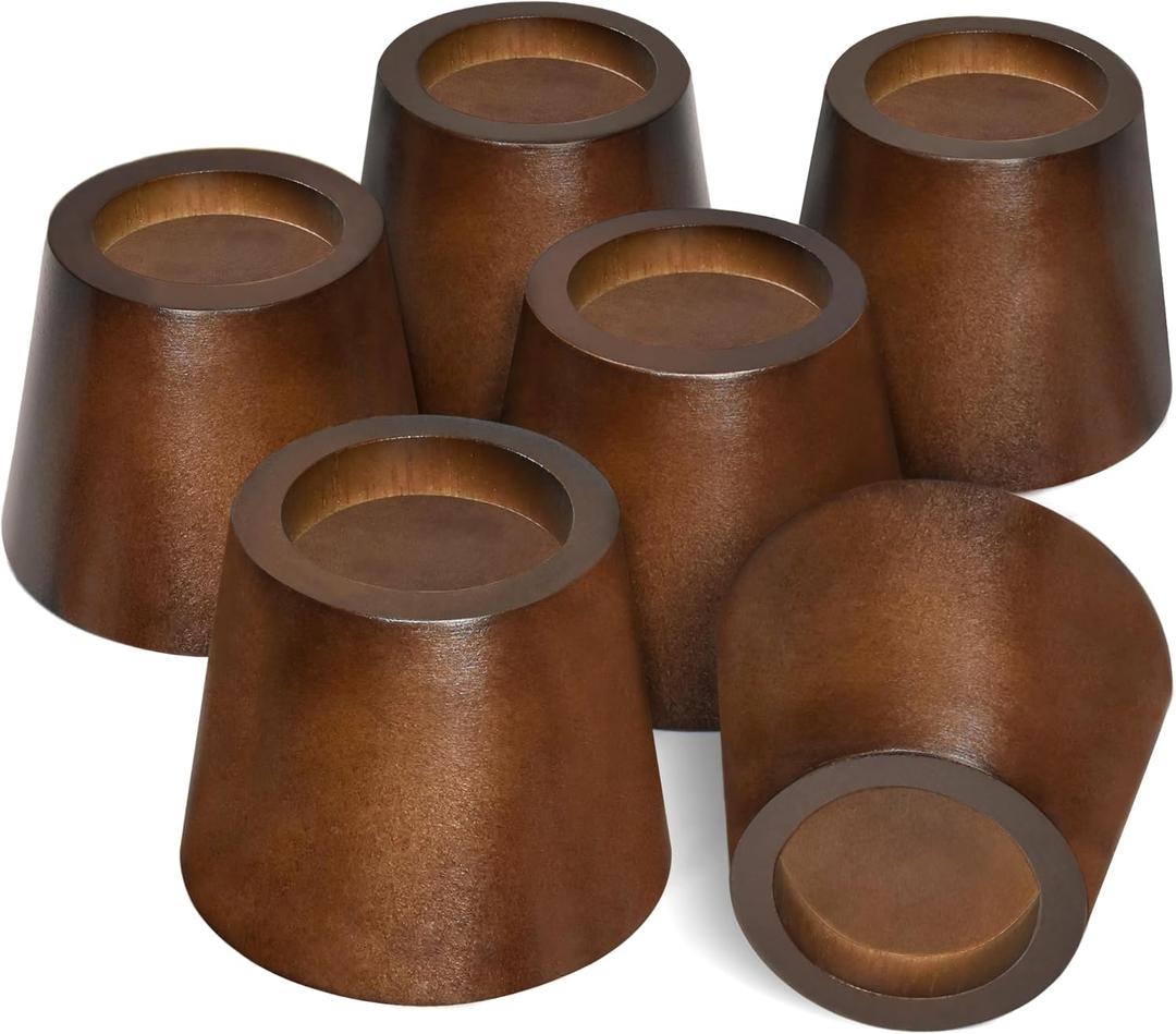 Sopicoz Wooden Furniture Risers 2 Inch Tapered Bed Risers Set of 6, Heavy Duty Wood Bed Lifts Risers for Table, Sofa, Couch, Desk, Dresser