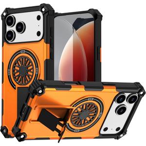Magnetic Case for iPhone 17 Pro Max,Built-in Metal Stand [Compatible with Mag-Safe] Shockproof Protective Cover Case for iPhone 17 Pro Max Orange