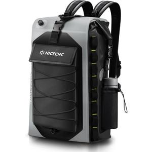 NICECNC Waterproof Motorcycle Backpack 40L, 500D PVC Multi-functional Motorcycle Rear Seat Bag Dry Bag Tail Bag Helmet Luggage Bag for Riding Camping Boating (Grey)