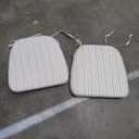 AAAAAcessories DShaped Chair Cushions, 2" Thick Dining Chair Pads with Ties and Removable, MachineWashable Cover, 17" x 16", Set of 2, Pinstripe Brown