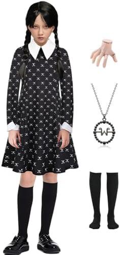 RAAIBB Girls Black Dress for Halloween Costumes Kids Family Party Dress Up Birthday Outfits, M, Black