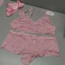 RSLOVE Women Lingerie Set with Robe - 3 Piece Lace Bra and Panty Set Sexy Sleepwear for Bridal Honeymoon Anniversary Pink XXL