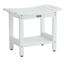 Waterproof Shower Bench, White Poly Shower Stool for Shaving Legs, Shower Chair Seat with Handles & Shower Head Holder, Plastic Bathroom Bench with Adjustable Feet for Inside Shower, Non-Slip