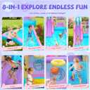 Inflatable Water Slide Bounce House, 8-in-1 Water Park with Water Cannon, Climbing Wall, Basketball Hoop & Splash Pool, Ice Cream Castle Theme, 126x79x65 inches, Ages 3-6, 350W Blower Included