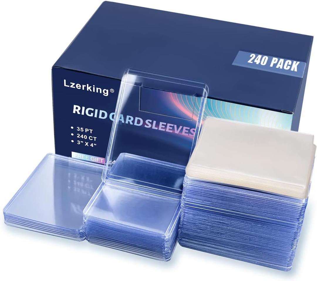 Top Loader Card Sleeves 480 ct, 35 PT Premium - 240 Hard Plastic & 240 Soft Clear Sleeves for 3" x 4" Trading Cards