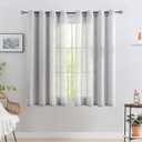Treatmentex Grey Semi Sheer Curtains Bedroom Living Room 63inch Faux Linen Curtain Panels Light Filtering Burlap Look Window Drapes for Farmhouse Dcor Grommet Top 52" W 2 Panels