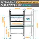 DOLALIKE Microwave Oven Rack, Expandable Microwave Stand Countertop Kitchen Utensils Tableware Storage, Carbon Steel Over Microwave Shelf Countertop with 3 Hooks