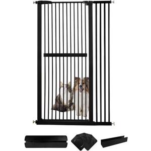 Lumizone Extra Tall Pet Gate 61.02" High Pressure Mounted 38.39"-42.51" Extra Wide (9 Sizes) 1.37" Gap for Cat Dog Children Stairs Doorway Hallway No Drilling Auto-Close (38.39"-42.51", Black)